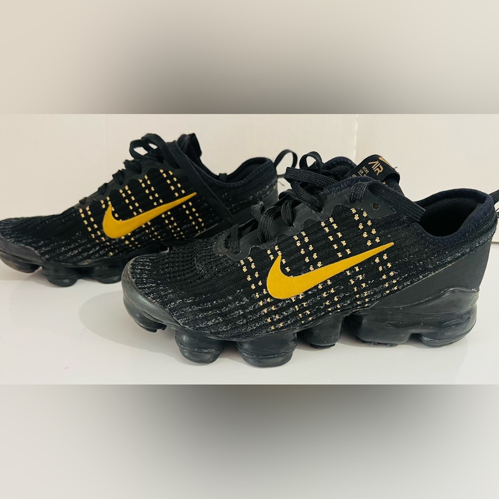 Nike Black and Yellow Air Vapormax Shoes